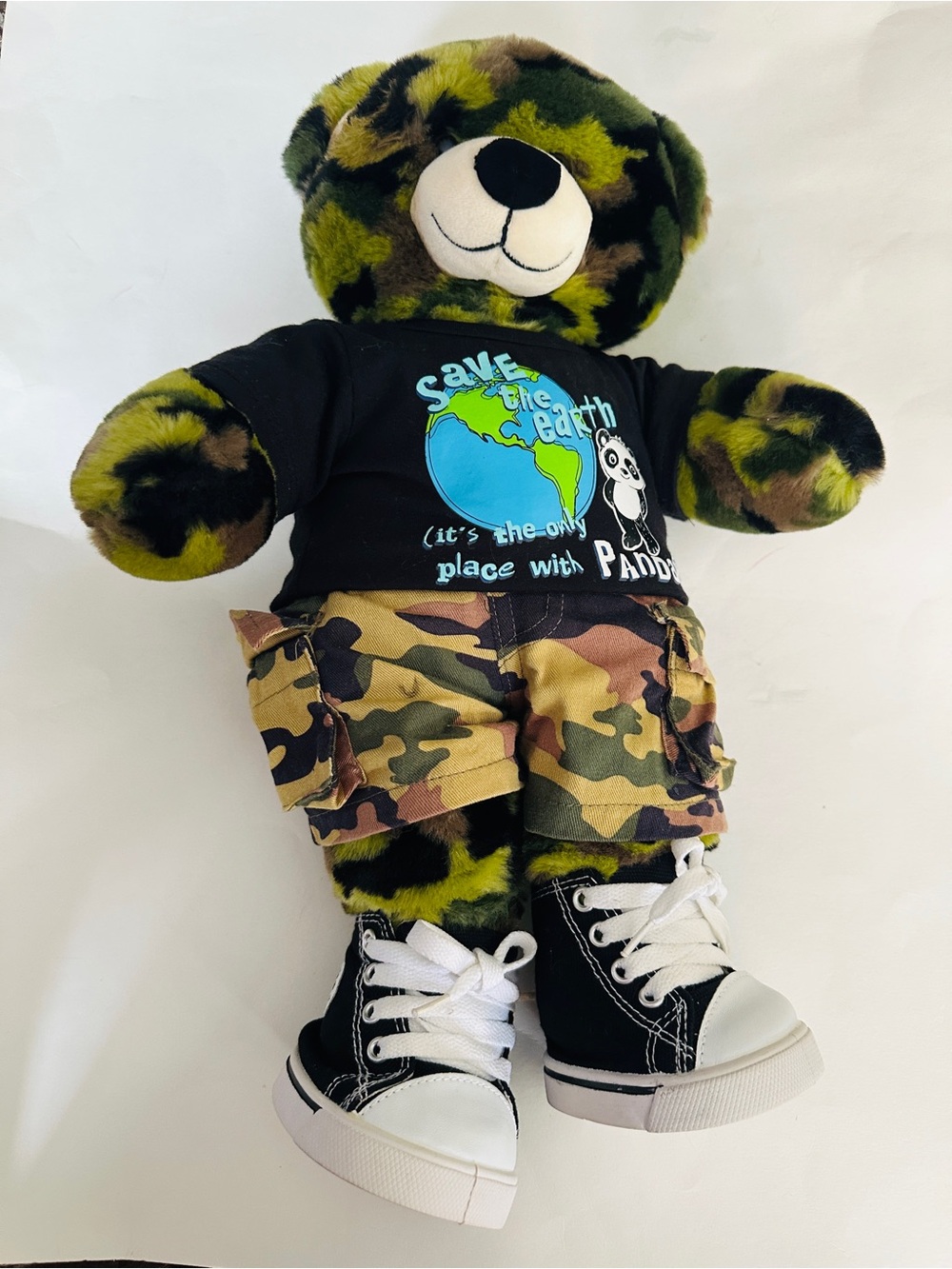 Build a Bear Workshop Camouflage Teddy Save The Earth Cargo Pants Like New